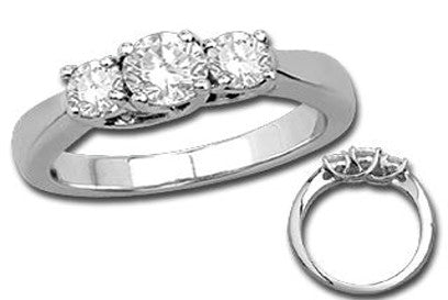 14Kt White Gold Ring Size 7 1 Round Diamond And 2 Smaller Diamonds .75Tdw I1 GH