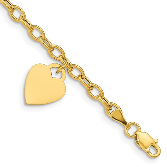 14kt Yellow Gold Dangle Heart Bracelet