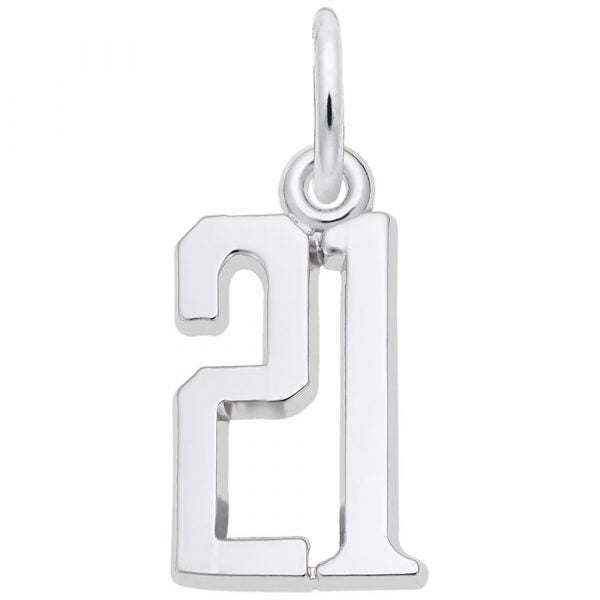 Sterling Silver Number 21 Charm