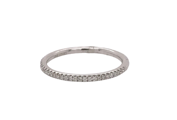 14K White Gold Diamond Wedding Band With 28 Round Diamonds .12Ct Tdw Si1 GH, Size 6 Goes With Engagement Ring 100-935