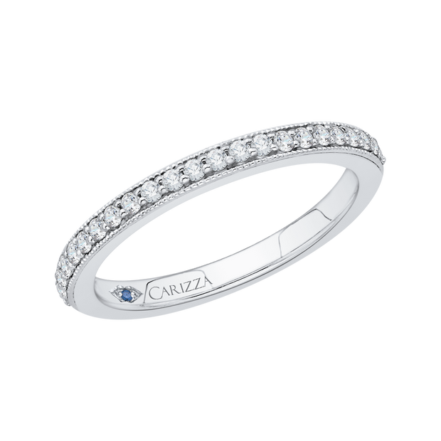 14K White Gold Wedding Band With 23 Pave Set Diamonds .12Ct Tdw Vs2 H Goes With Er100-1056