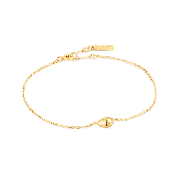 Sterling Silver Yellow Gold Plated Pebble Sparkle Chain Bracelet