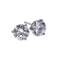 18Kt White Gold Round Martini Set Diamond Stud Earrings .50ct TDW SI2 GH with screw on posts.