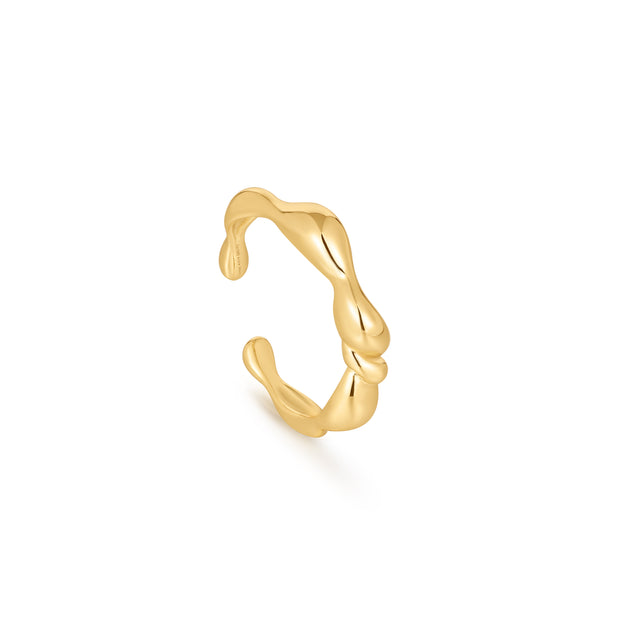 Sterling Silver Yellow Gold Plated twisted Wave Adjustable Ring