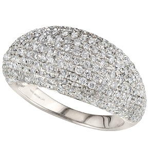 14Kt White Gold Pave Dome Dinner Ring, Set With 195-Round Diamonds 1.50Ct Tdw Si-3 GH