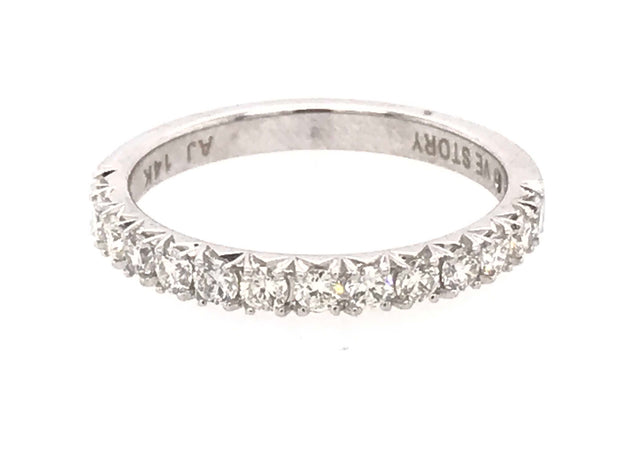 14Kt White Gold "Love Story" Diamond Band with 15 Round Split Prong Set Diamonds .50ct TDW SI2 GH