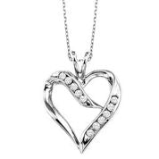 Sterling Silver Heart Pendant Containing 7 Round Diamonds .02Ct Tdw I2