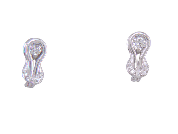 14Kt White Gold Diamond Love Knot Earrings, Set With 12-Round Brillian