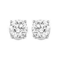 14Kt White Gold Earring Studs With 2 Round Diamonds Weighing .97Ct Tdw, IJ I2