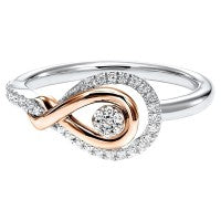 Sterling Silver And 10Kt Rose Gold Fashion Ring With 35 Round Diamonds .16Ct Tdw I2 HI Size 7
