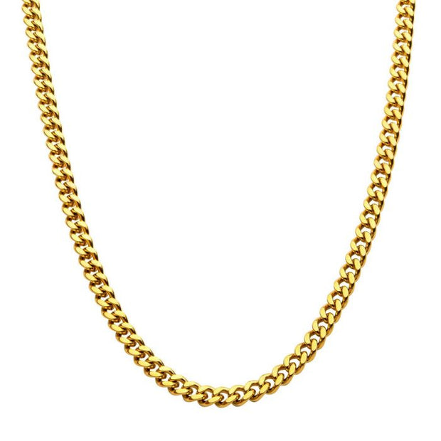 Men's Stainless Steel 8mm 18K Gold Plated 22" Miami Cuban Chain Necklace.