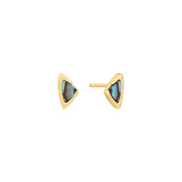 Sterling Silver Yellow Gold Plated Arrow Abalone Stud Earrings