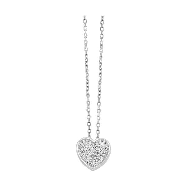 Sterling Silver Heart Pendant With 64 Round Diamonds .10tdw H/I I2