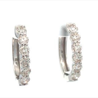 14kt White Gold Hoops With  12 Round Diamonds 1.65tdw I SI1