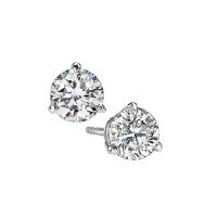 14Kt White Gold 3 Prong Stud Earrings With 2 Round Diamonds .30Ct Tdw