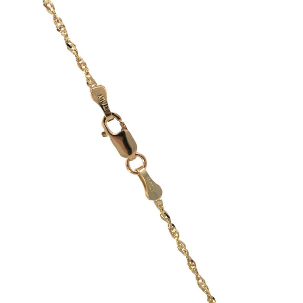 14Kt Yellow Gold 20" 1Mm Singapore Chain With Lobster Clasp 2.1 Gr