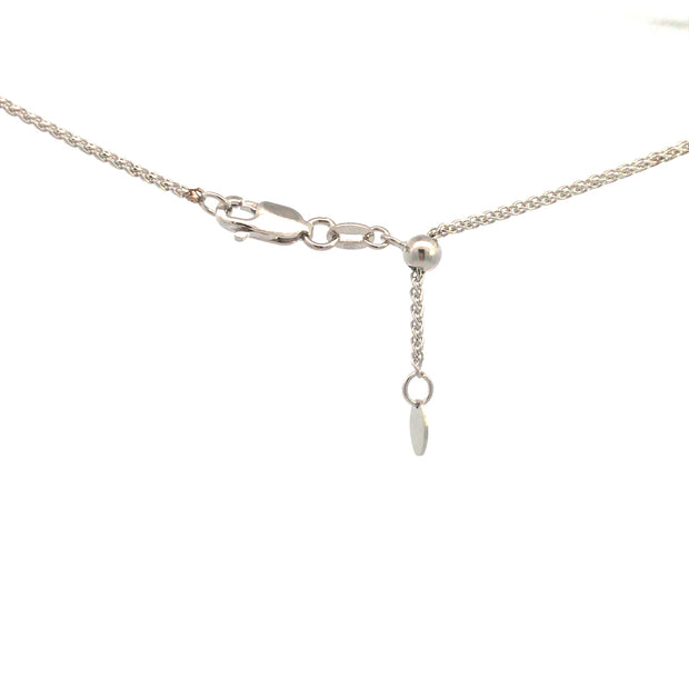 14Kt White Gold 24" 1.45mm Adjustable Diamond Cut Wheat Chain With Lob