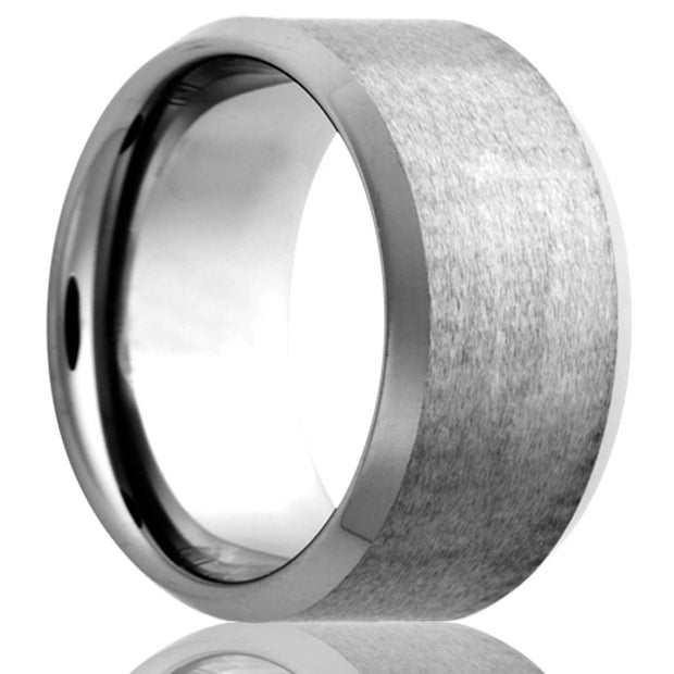 6mm Cobalt Bevel Edge Ring With Satin Center Size 12
