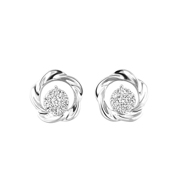 Sterling Silver Diamond 18Ctw Earrings