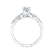 14K White Gold Round Cut Diamond Engagement Ring Mounting With 21 Diam