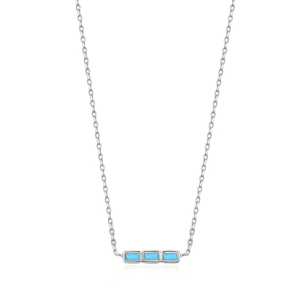 ANIA HAIE INTO THE BLUE SILVER TURQUOISE BAR NECKLACE