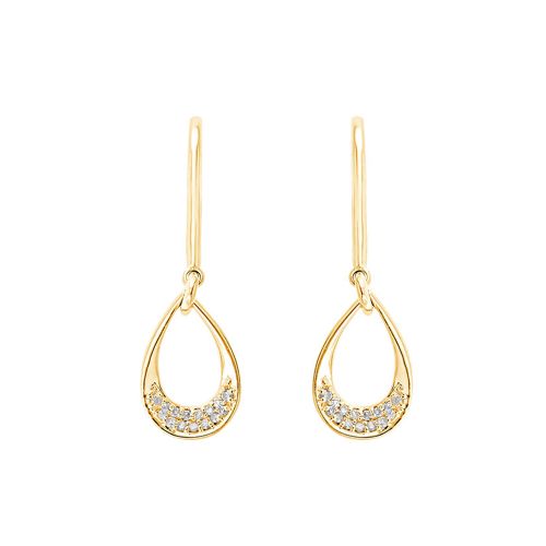 10kt Yellow Gold Diamond Dangle Earrings With 30 Round Diamonds .11tdw GH SI2