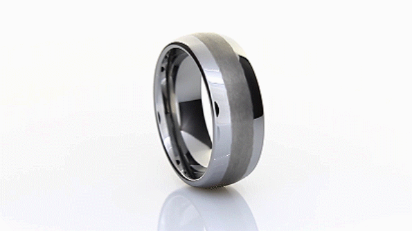 6mm Tungsten Carbide Dome Ring With Satin Center Strip Size 8.5