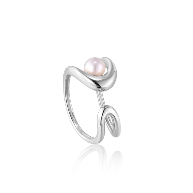 Sterling Silver Pearl Sculpted Adjustable Ring