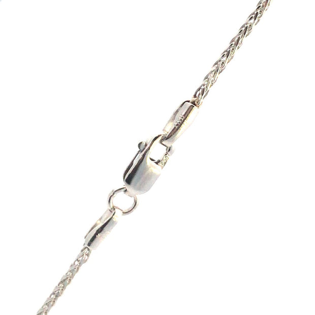 14Kt White Gold 22" 1mm Diamond Cut Wheat Chain With Lobster Clasp 4.8