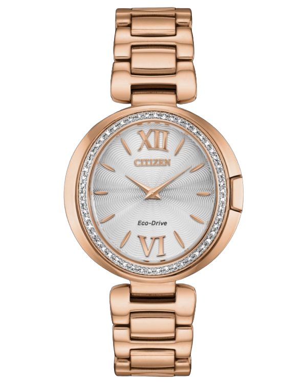 Capella Ladies Eco-Drive Stainless Steel Watch With Diamond Bezel Around Face