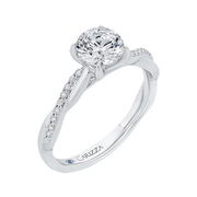 14K White Gold Diamond Engagement Ring Mounting With 21 Diamonds .10 T