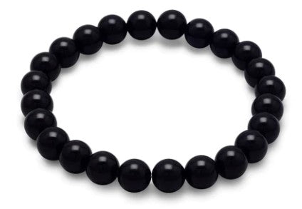 8Mm Black Onyx Bead Stretch Bracelet.