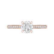 14K Rose Gold Round Cut Diamond Solitaire With Accents Engagement Ring
