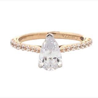 14K Yellow Gold Pear Cut Diamond Solitaire Engagement Ring Mounting Wi