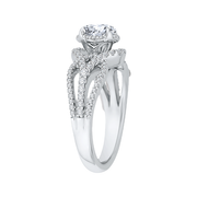 14K White Gold Round Diamond Engagement Ring Mounting With 103 Diamond