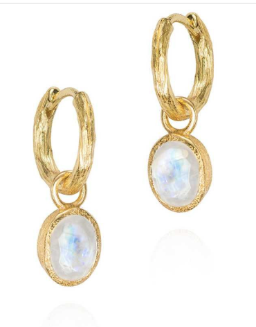 Jorge Revilla Sterling Silver Oval Moonstone Hinged Hoop Earrings From