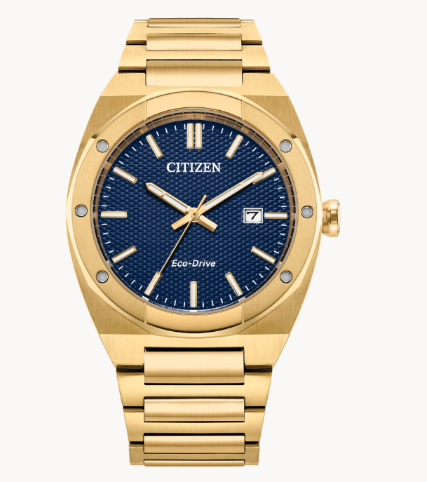 CITIZEN SPORT LUXURY ECO DRIVE WATCH WITH YELLOW TONED STAINLESS STEEL