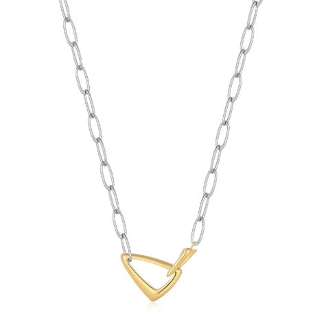 Sterling Silver/Yellow Gold Plated Arrow Link Chunky Chain Necklace