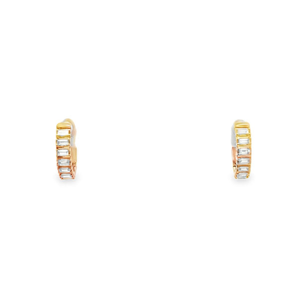 Lady's Yellow 10 Karat Diamond Huggie Earrings With 14 = 0.25Tw Baguet