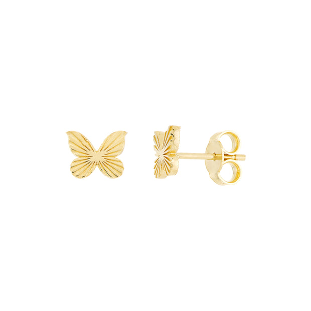 14Kt Yellow Gold Fluted Butterfly Stud Earrings 1.16gr