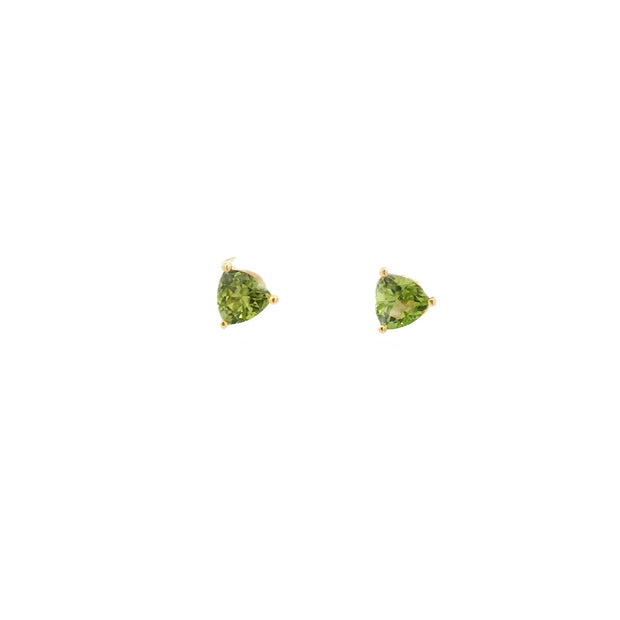 Vintage 14Kt Yellow Gold Earrings With 2 6Mm Trilliant Cut Peridots. E