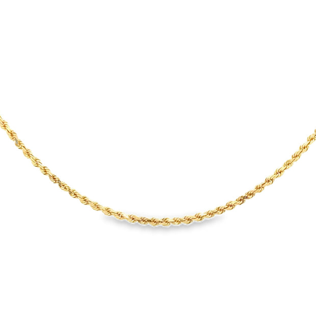 Vintage 14Kt Yellow Gold 2.0Mm Wide Solid Diamond Cut Rope Chain 18 In