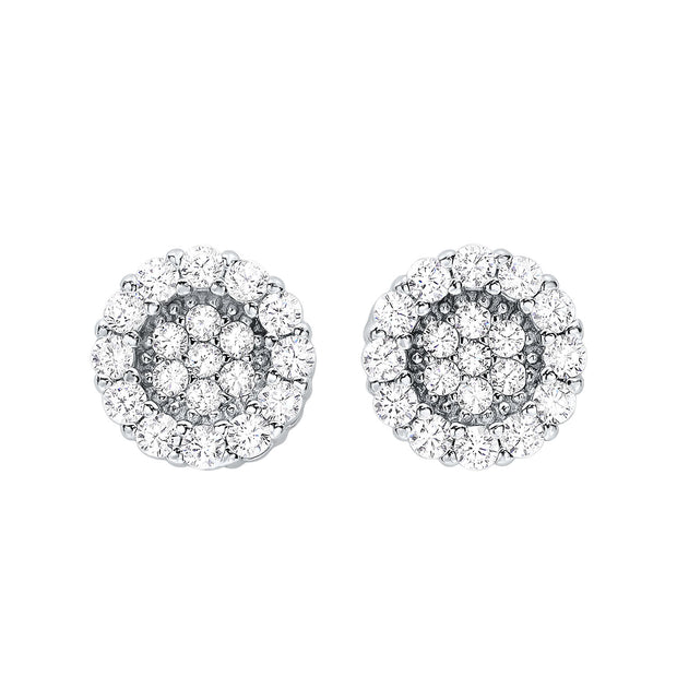 Sterling Silver CZ Cluster Earrings