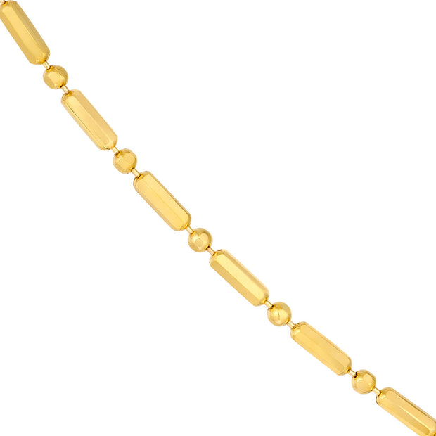 14kt Yellow Gold 1.5mm Bead and Long Bar Bracelet