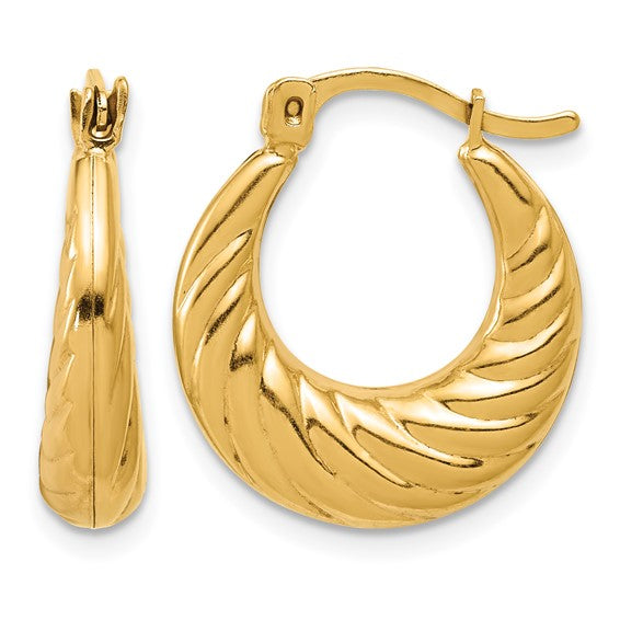 1/20 14kt Gold Filled  17mm Puffed Twisted  Hoop Earrings