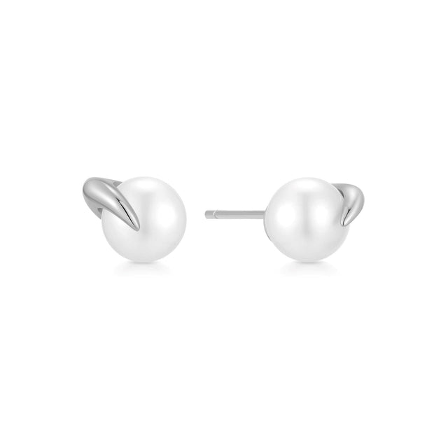 Sterling Silver Pearl Claw Stud Earrings