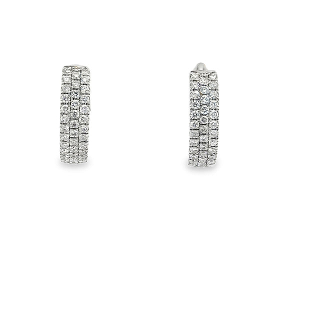 Lady's White 14 Karat Diamond Three Row Hoop Earrings With 72 = 0.50Tw