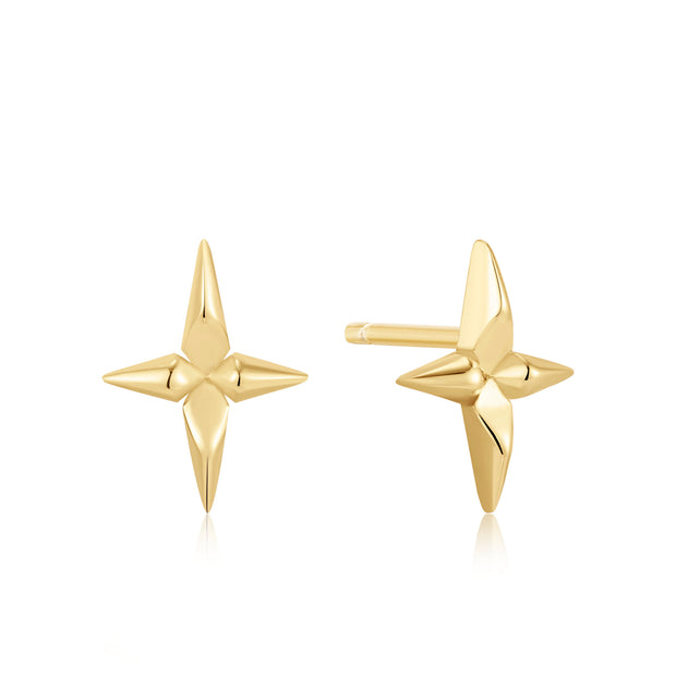 Sterling Silver Gold Plated Cross Stud Earring