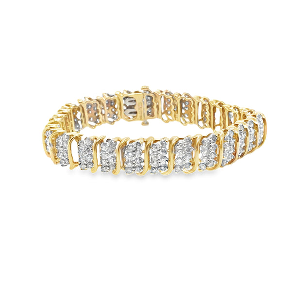 Vintage 14Kt Yellow Gold Bracelet With 216 Round Diamonds = Approx 5 C