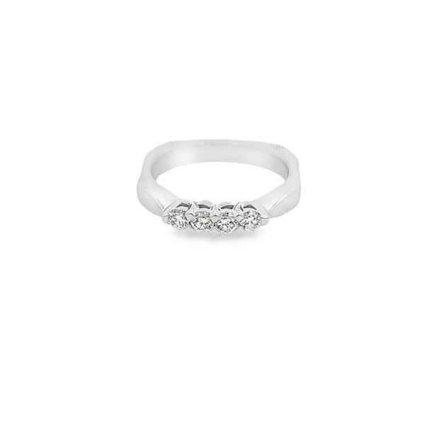 14Kt White Gold Wedding Band Containing 4 Rb Diamonds On Top And 2 Rb Diamonds Set In The Shank .36Ct Tw GH-Si1